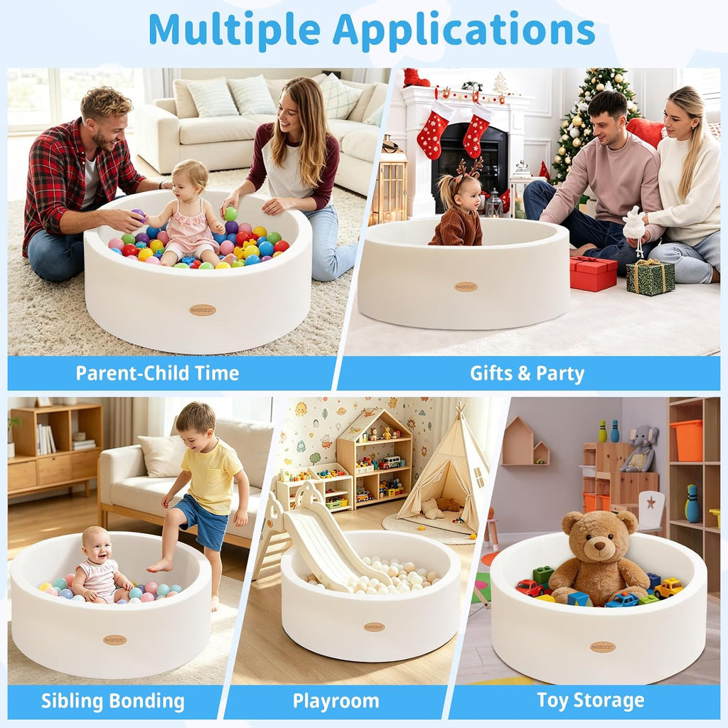 Baby Foam Ball Pit 35.4" for Toddlers, White