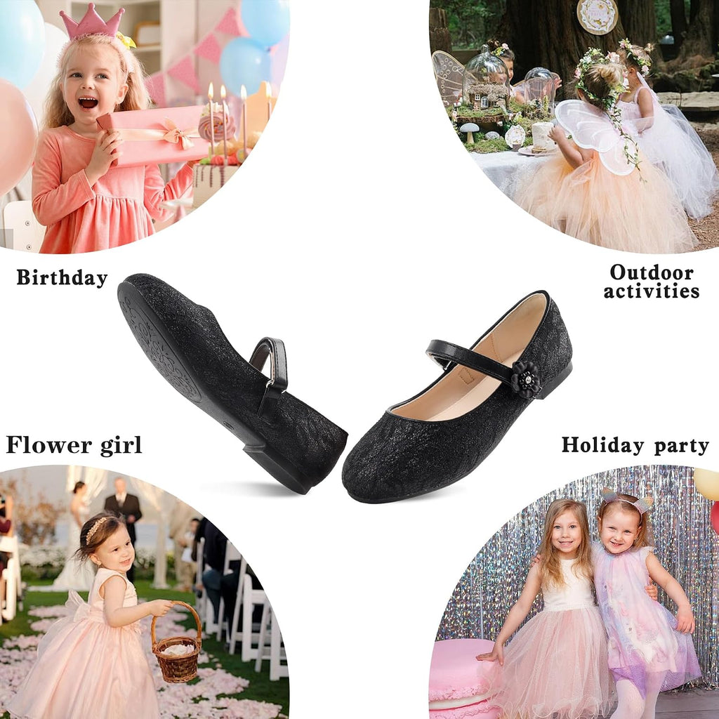 Girls White Dress Shoes Mary Jane Flats for Wedding Party