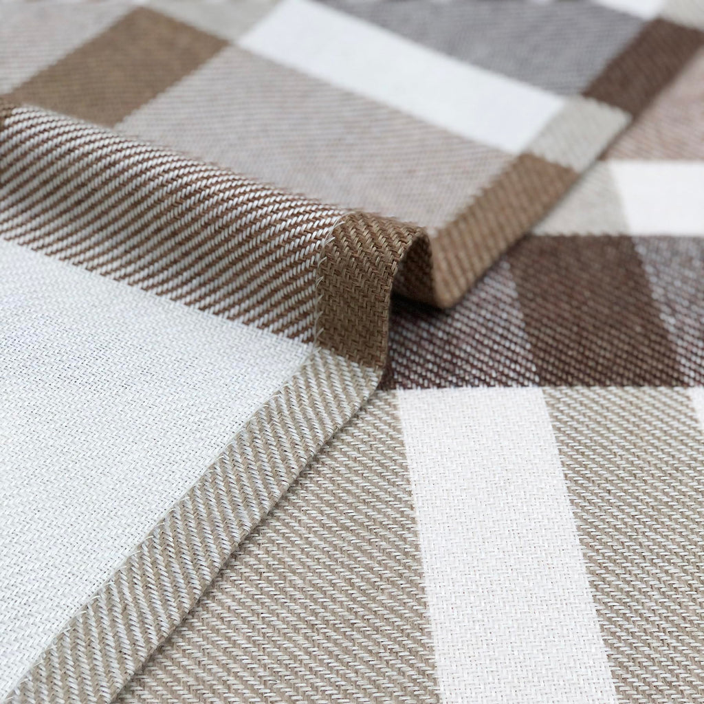 Beige Brown Plaid Curtains Farmhouse Window Curtains Highland Woolen Look Grommet Drapes Bedroom 2 Panels 45 * 95