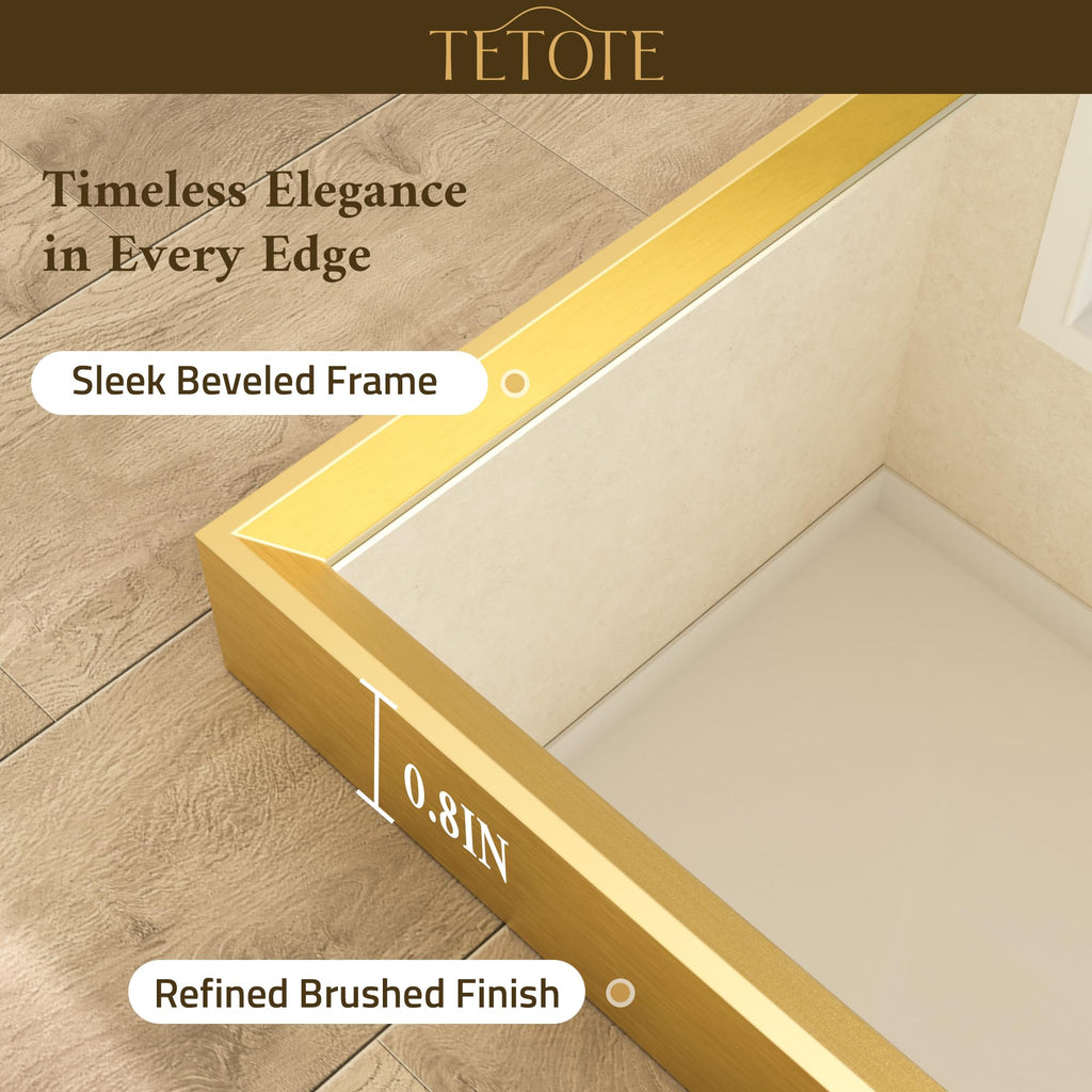Gold Bathroom Mirror 20" x 30" Brushed Brass Rectangle Beveled Framed Bathroom Vanity Mirror for Over Sink, Tempered