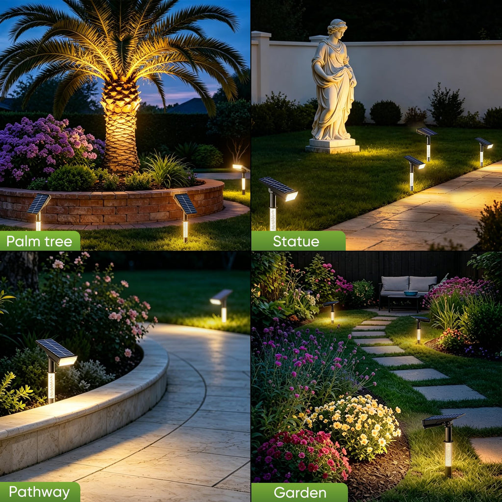 Solar Spot Lights Outdoor Waterproof, Warm White 4 Pack