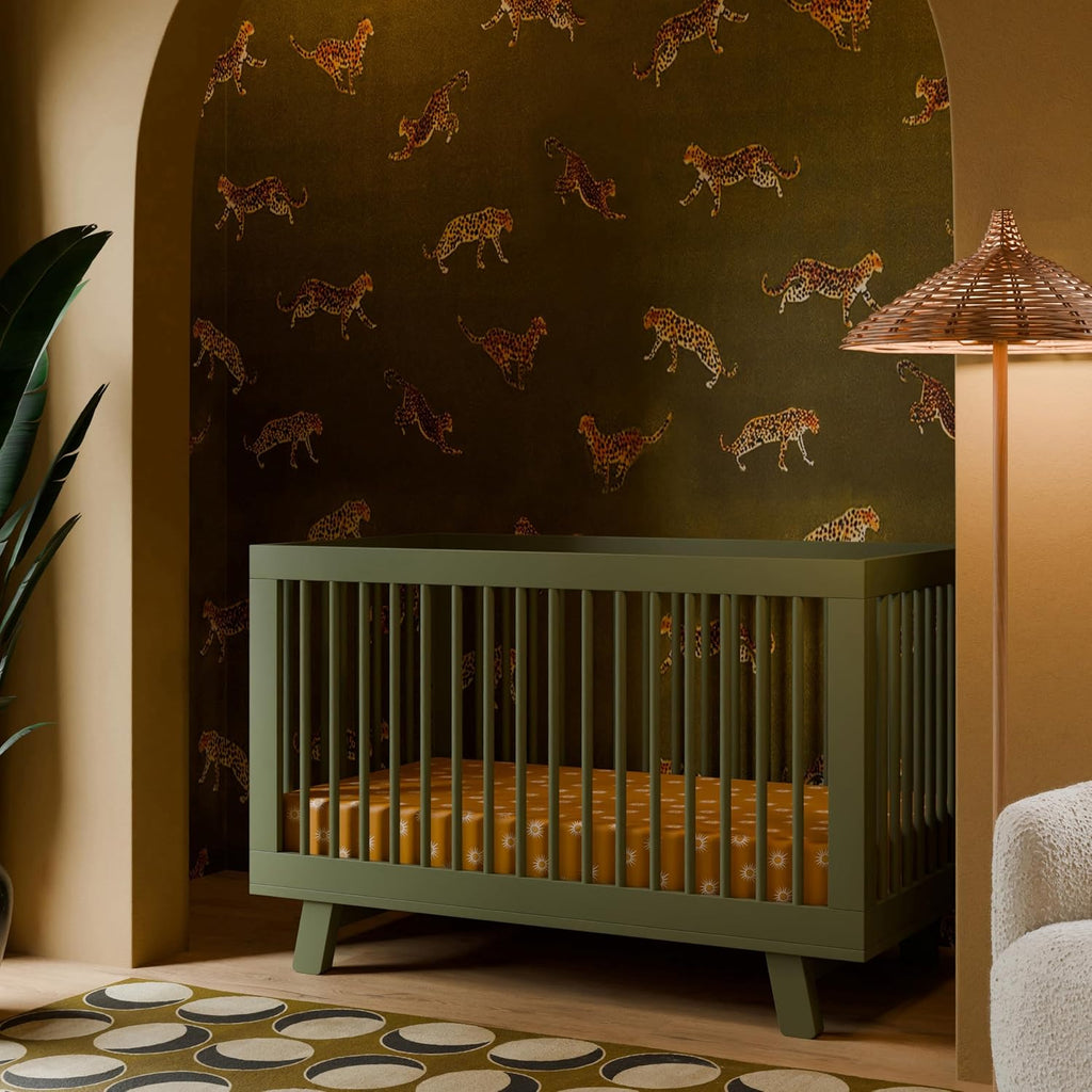 Hudson 3-in-1 Convertible Baby Crib, Olive Green | Baby Crib Converts to Toddler Bed & Daybed - GREENGUARD Gold