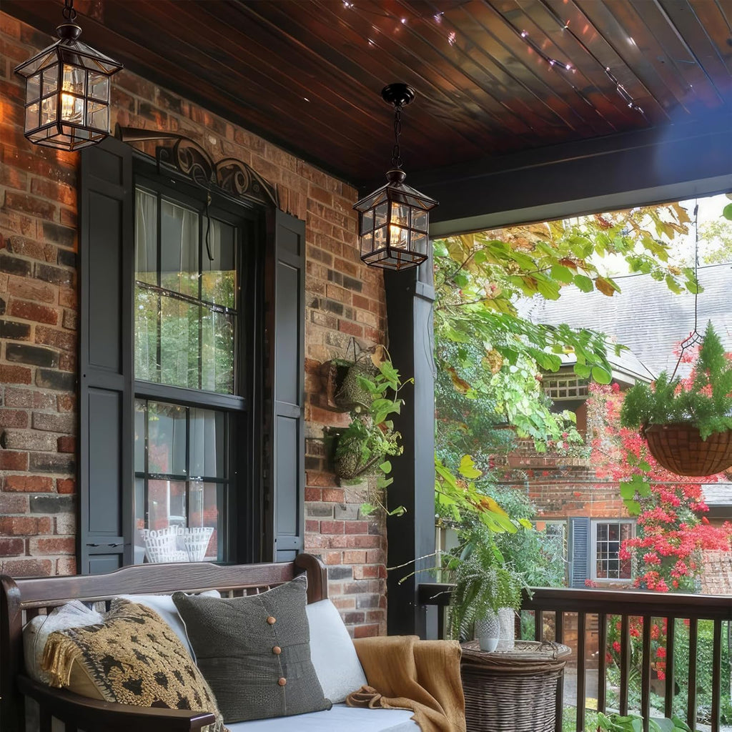 Mi Copper Outdoor Pendant Light 12.6in Exterior Hanging Porch Lights Oil Rubbed Bronze Waterproof Outdoor Chandelier