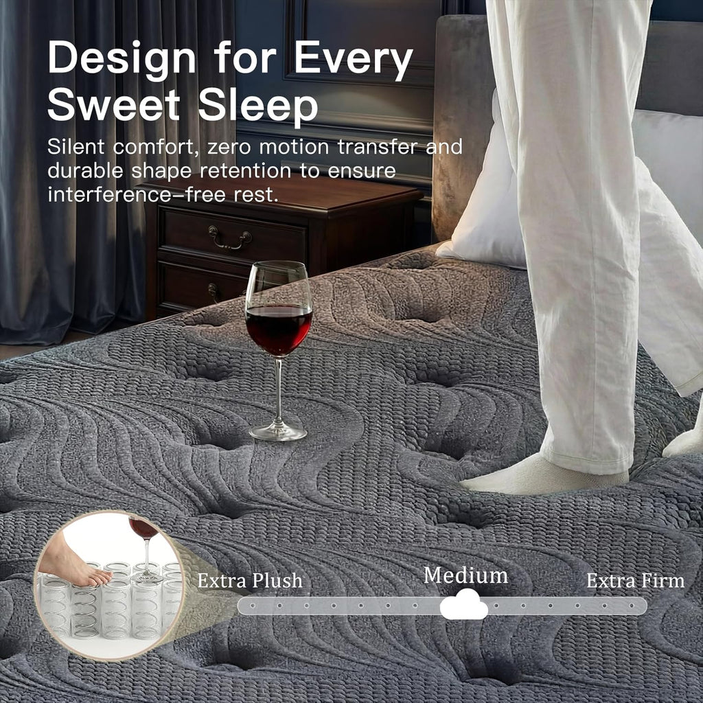 12 Inch Queen Mattress, Memory Foam Mattress in a Box with Memory Foam & Pocket Springs for Motion Isolation, Queen