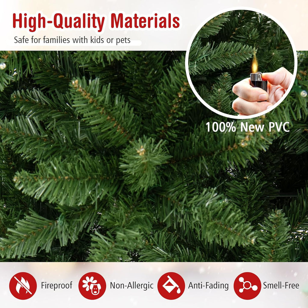 12 FT Pre-lit Artificial Christmas Tree, Hinged Christmas Tree w/Quick Power Connector, 2125 Branch Tips & 800 Warm