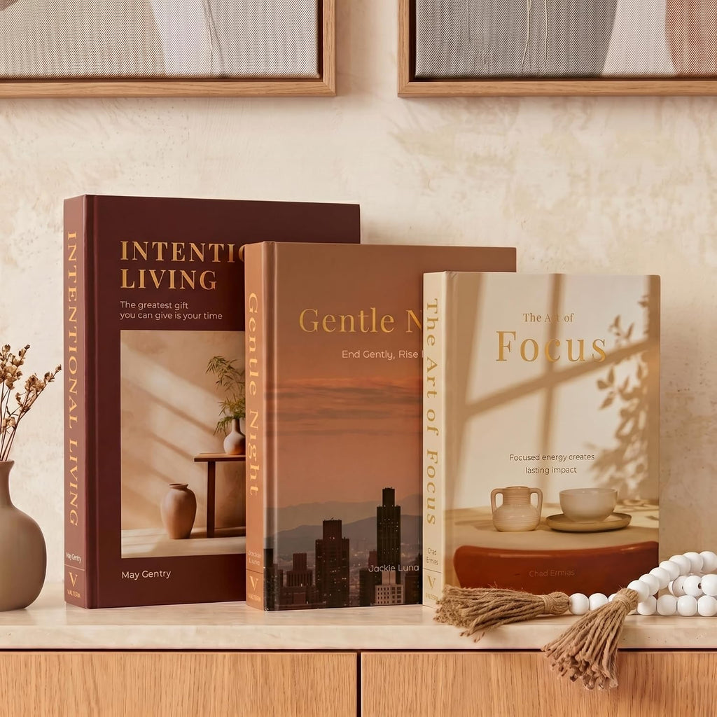 Decorative Books for Coffee Table - Set of 3 Faux/Fake Book Storage Boxes Decor, Neutral Minimalist Book Decor for