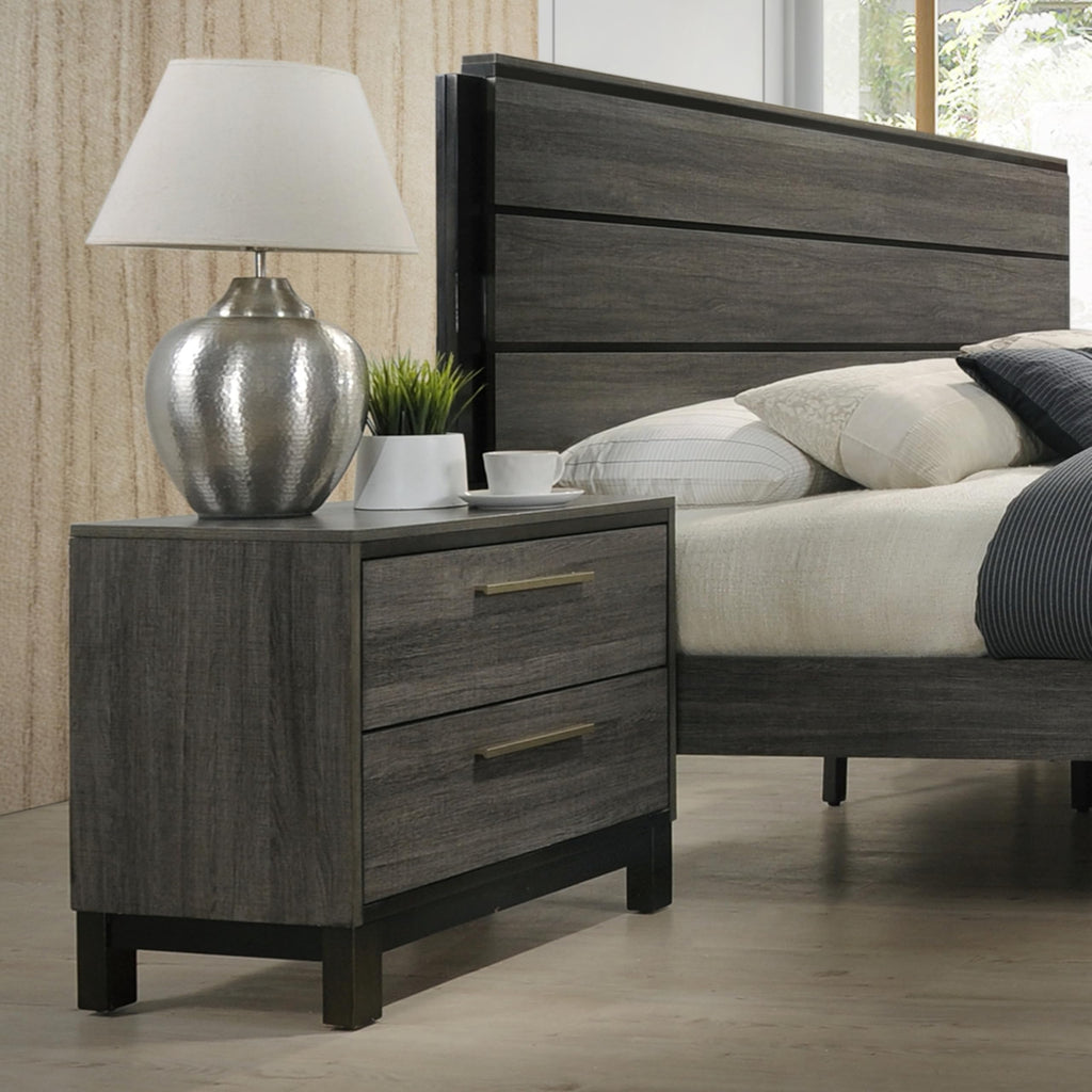 Ioana 187 Antique Grey Finish Wood Bed Room Set, King Size Bed, Dresser, Mirror, Night Stand, Chest