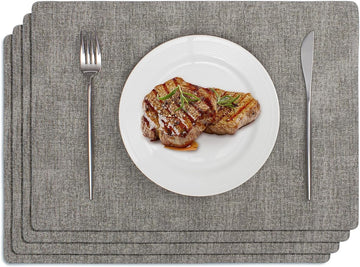 Vinyl Placemats - Faux Leather Heat Resistant Place Mats, 100% Waterproof Oilproof Wipe Clean Table Mats - Set of 4