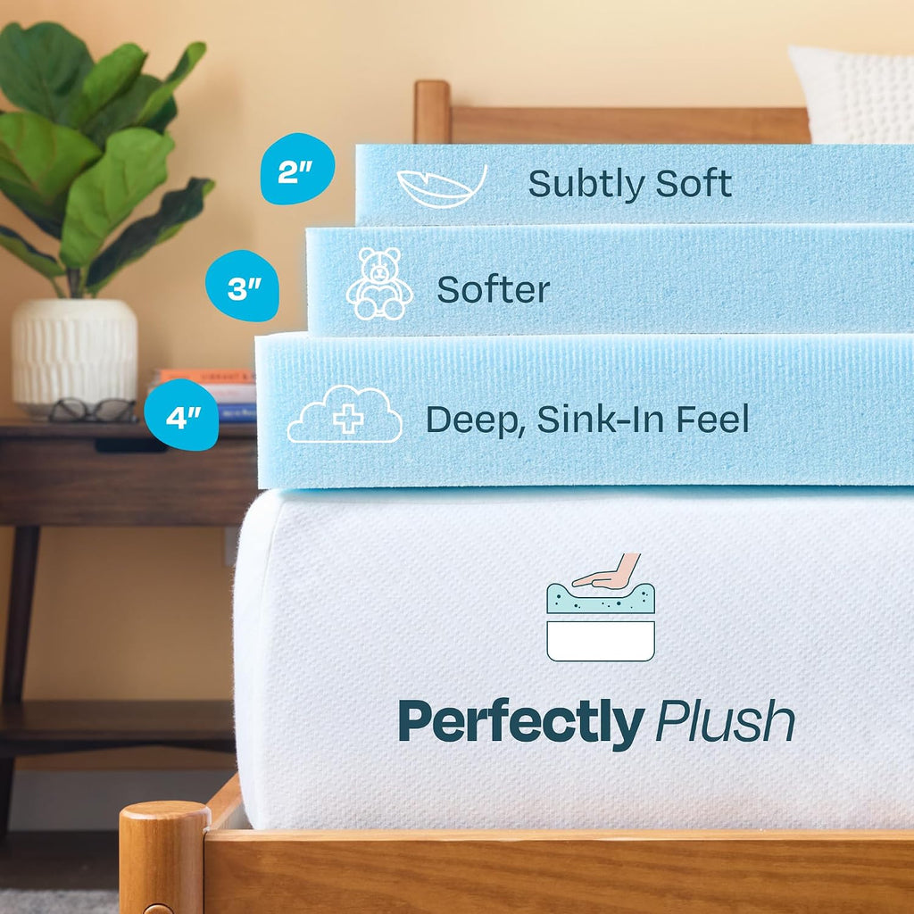Memory Foam Mattress Topper, Full Size - 2 Inch Gel Infused Memory Foam - Plush Feel - Cooling and Pressure Relieving