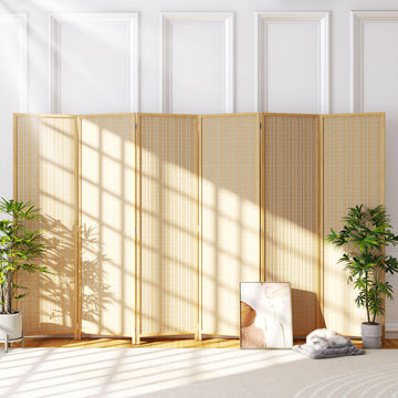 Bamboo Room Divider, 6-Panel Folding Privacy Screen, 6 ft. Tall