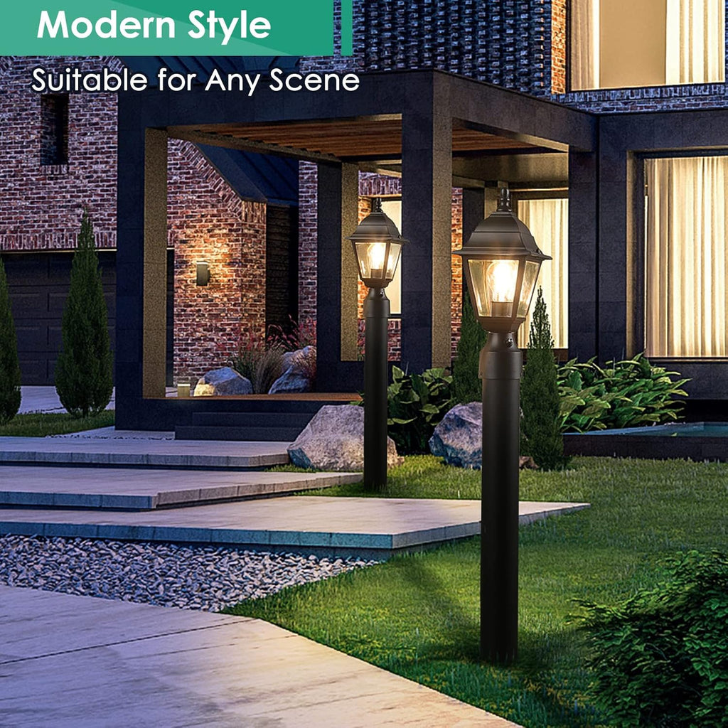 Dusk to Dawn Outdoor Post Lights, 2-Pack Waterproof Outside Post Lamps with Pier Mount