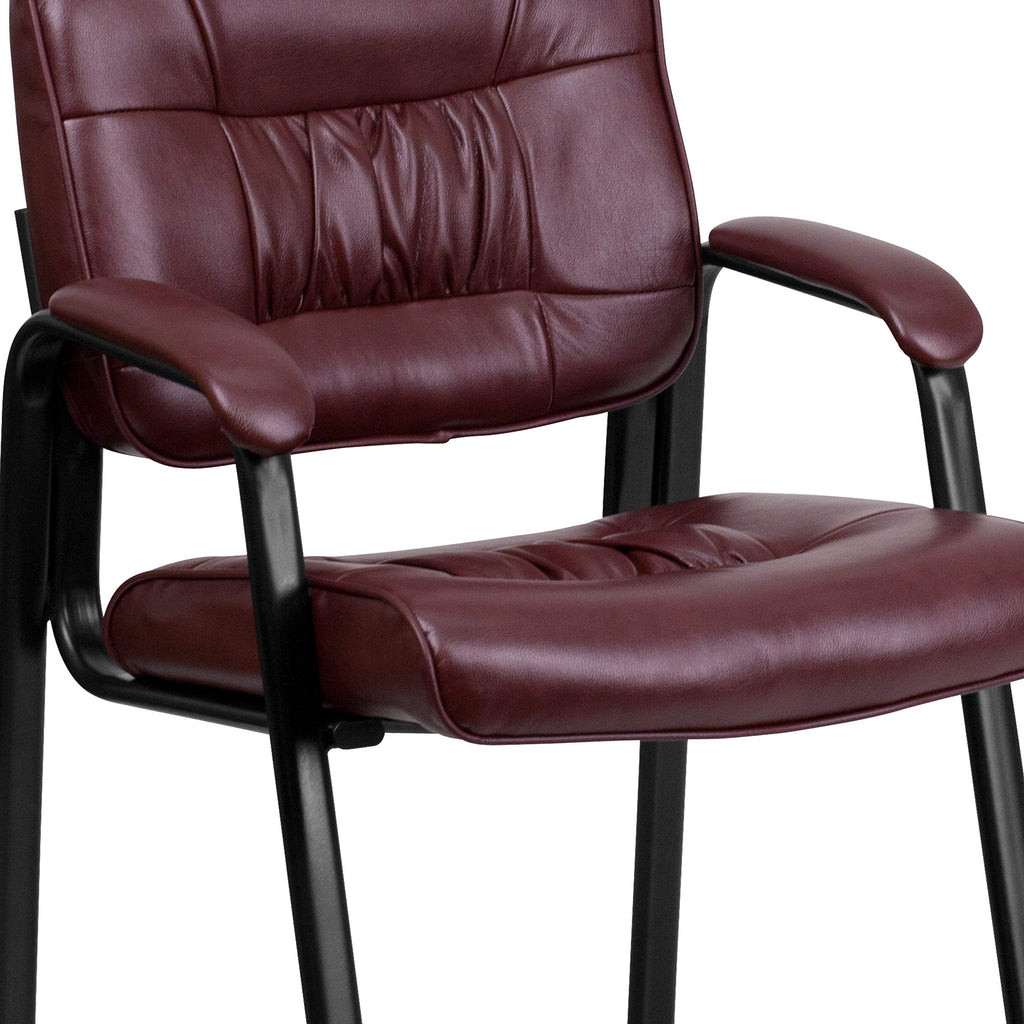 Burgundy Faux Leather Executive Chair with Black Frame