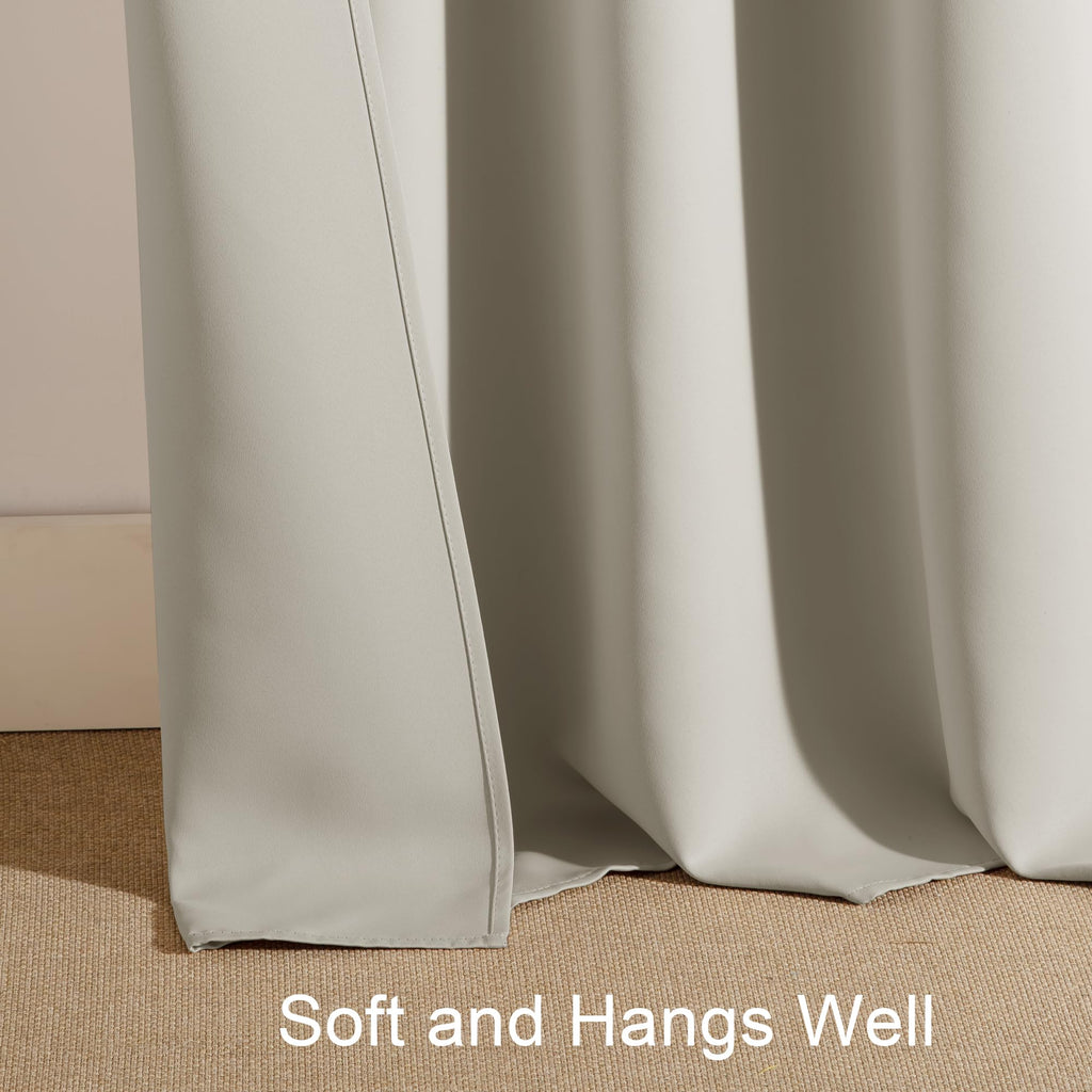 Short Black Out Curtains 48 inch Long for Small Window, Rod Pocket Privacy Bathroom Draperies, Thermal Insulated