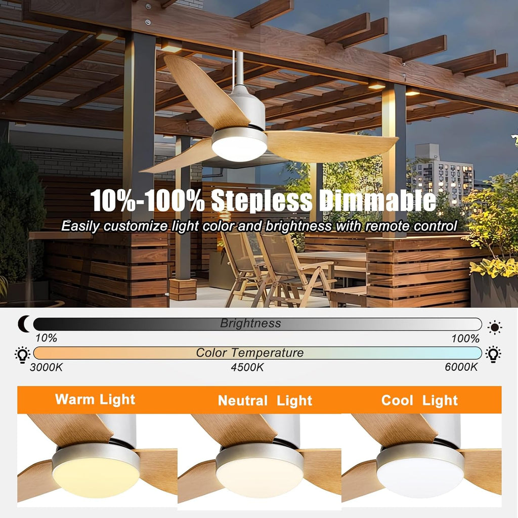 42 Inch Nickel Waterproof Gazebo Fans with Lights Outdoor Hanging - Plug in Remote App Control for Patio Indoor Farmhouse Porch - 6 Speed Reversible DC Motor A101-B0F4NL1X3C