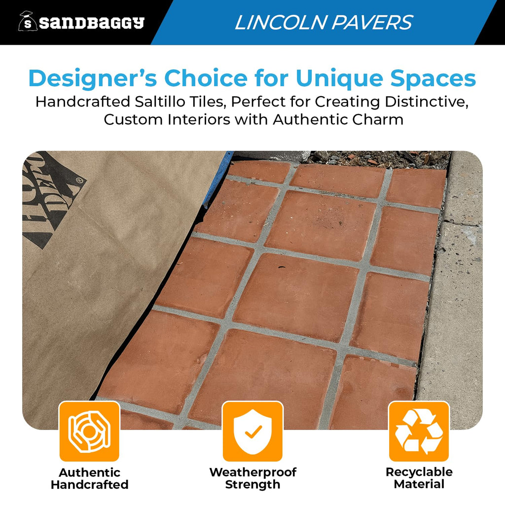 Lincoln Saltillo Tile 12x12 | Unsealed Handmade Square Mexican Terracotta Floor Tile - (12x12, 200, Count)
