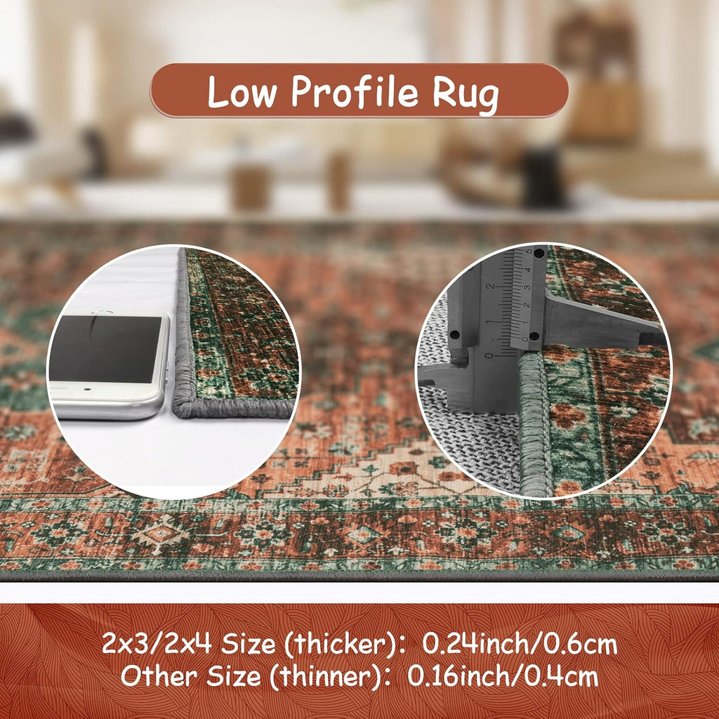 Ultra-Thin Washable Vintage Runner Rug - 2'6" x 10' Long Hallway Rug Carpet Runner, Boho Non Slip Stair Runner