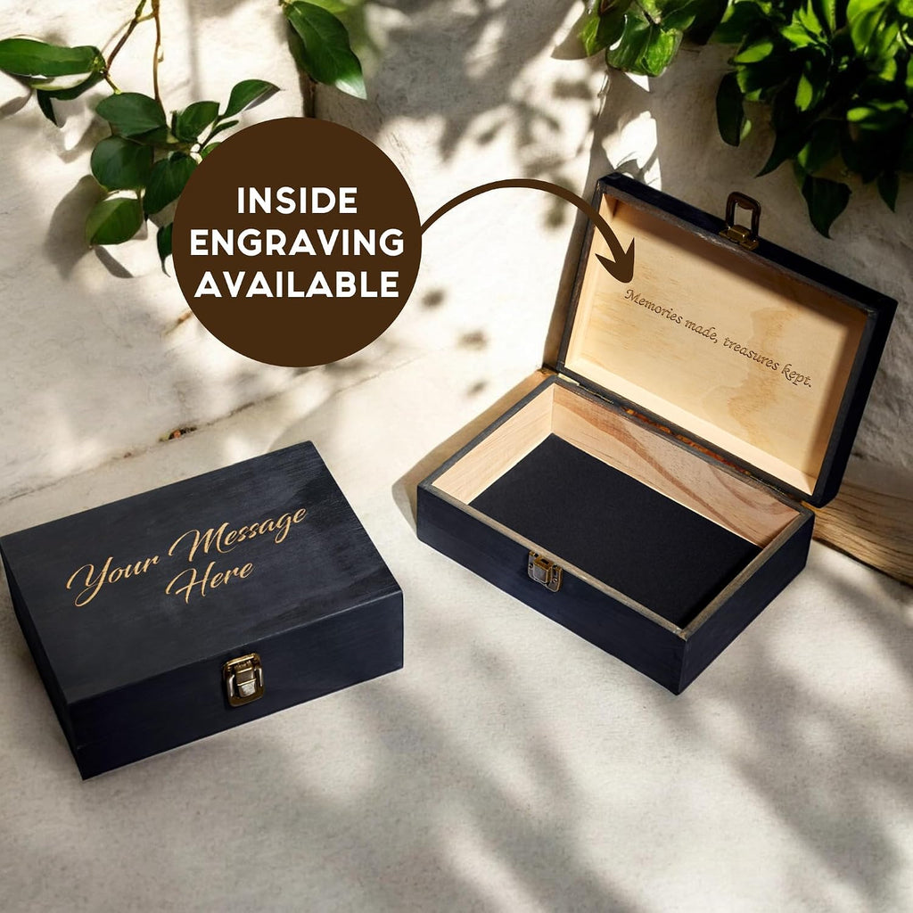 Personalized Wooden Keepsake Box, Custom Engraved Memory Box with Lid