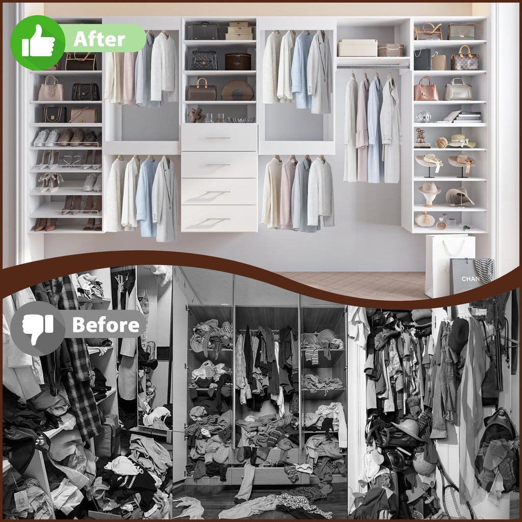 31.5" Wide Shoe Shelf Tower Modular Closet System, Shoe Storage Closet Tower with Shelves, White