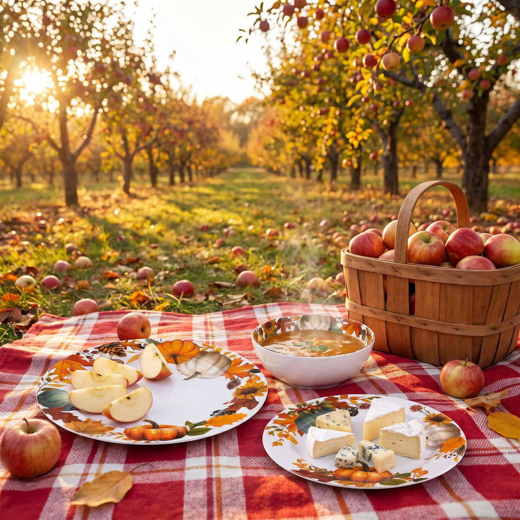 12‐Piece Fall Dinnerware Sets, Melamine Plates & Bowls Sets of 4
