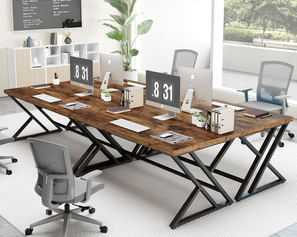 60 Inch Computer Office Desk Metal & Wood Writing Desks Rustic Brown