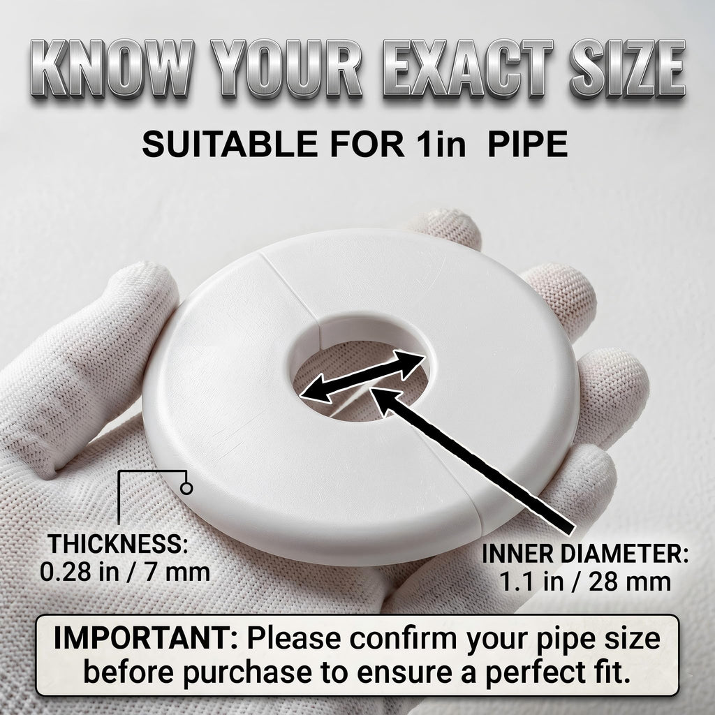 (4 Pack) 1 Inch Split Wall Flange Escutcheon Plate, Self-Adhesive Buckle Design Pipe Cover, Decorative Round