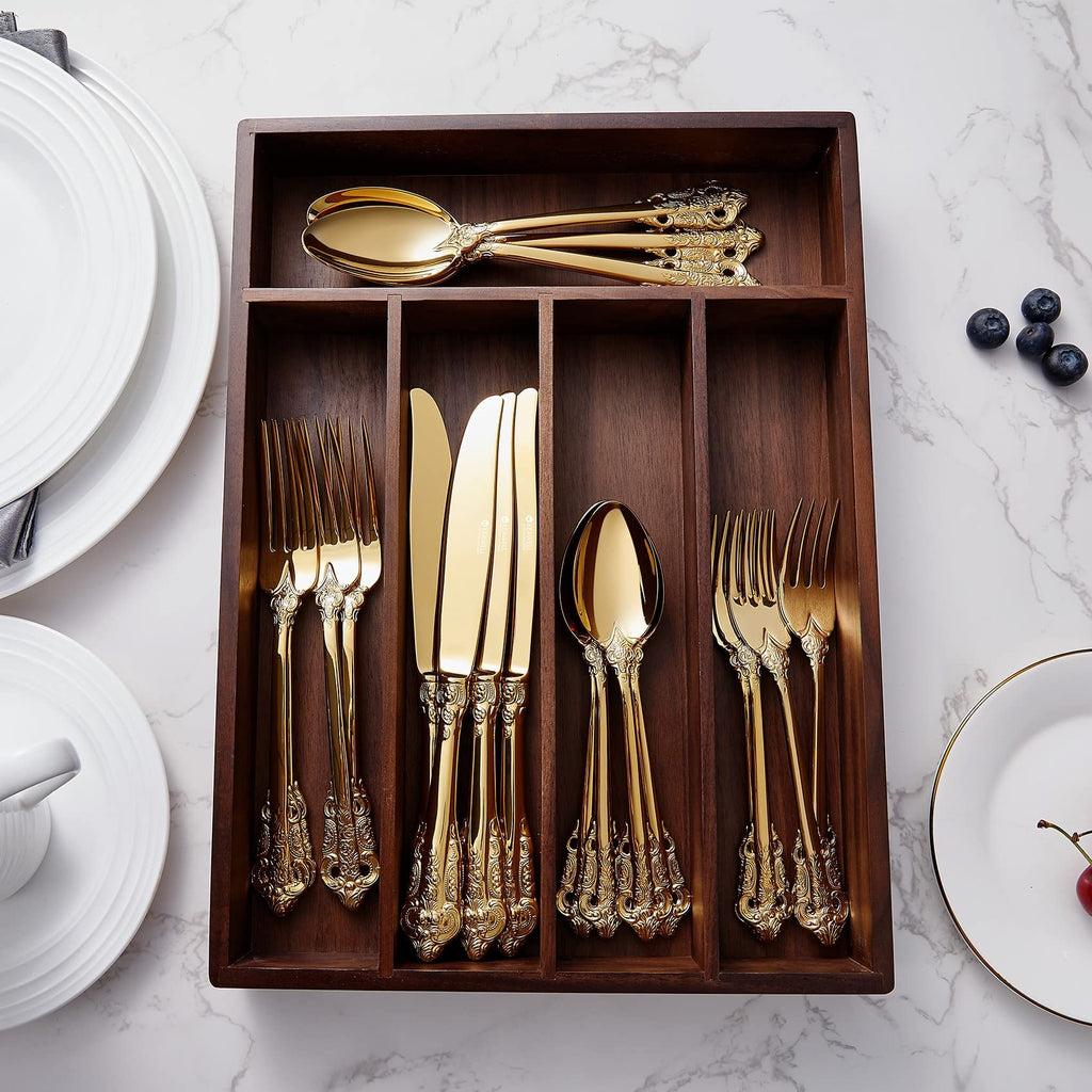 Luxury 20-Piece 18/10 Stainless Steel Flatware Set (Gold)