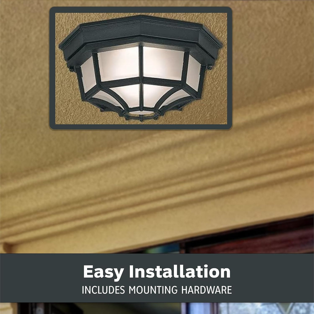 Builder Cast Outdoor Flush Mount Ceiling Light, 10.5 in W, Black