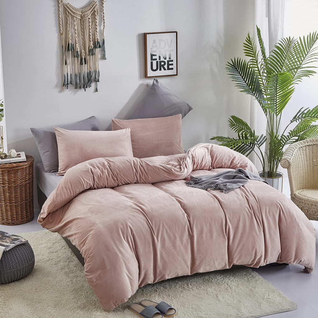 Pink Velvet Comforter Set Blush Pink Fluffy Bedding Comforter Set Light Pink Solid Color