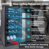 18 Bottle Wine Fridge | Dual Zone Wine Chiller | Adjustable Temperature 41°F to 