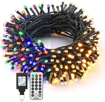 Christmas Tree Lights, 200 LED 65.67ft Color Changing Christmas Lights with Remote, 11 Modes Warm White & Multicolor