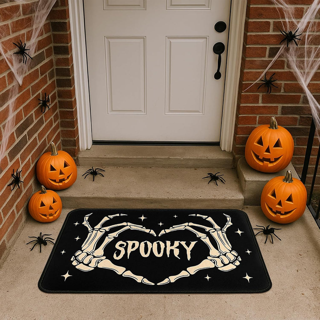 Halloween Kitchen Decor Rugs Set,Skeleton Kitchen Rugs and Mats Non Skid Washable Absorbent Kitchen - Set of 2
