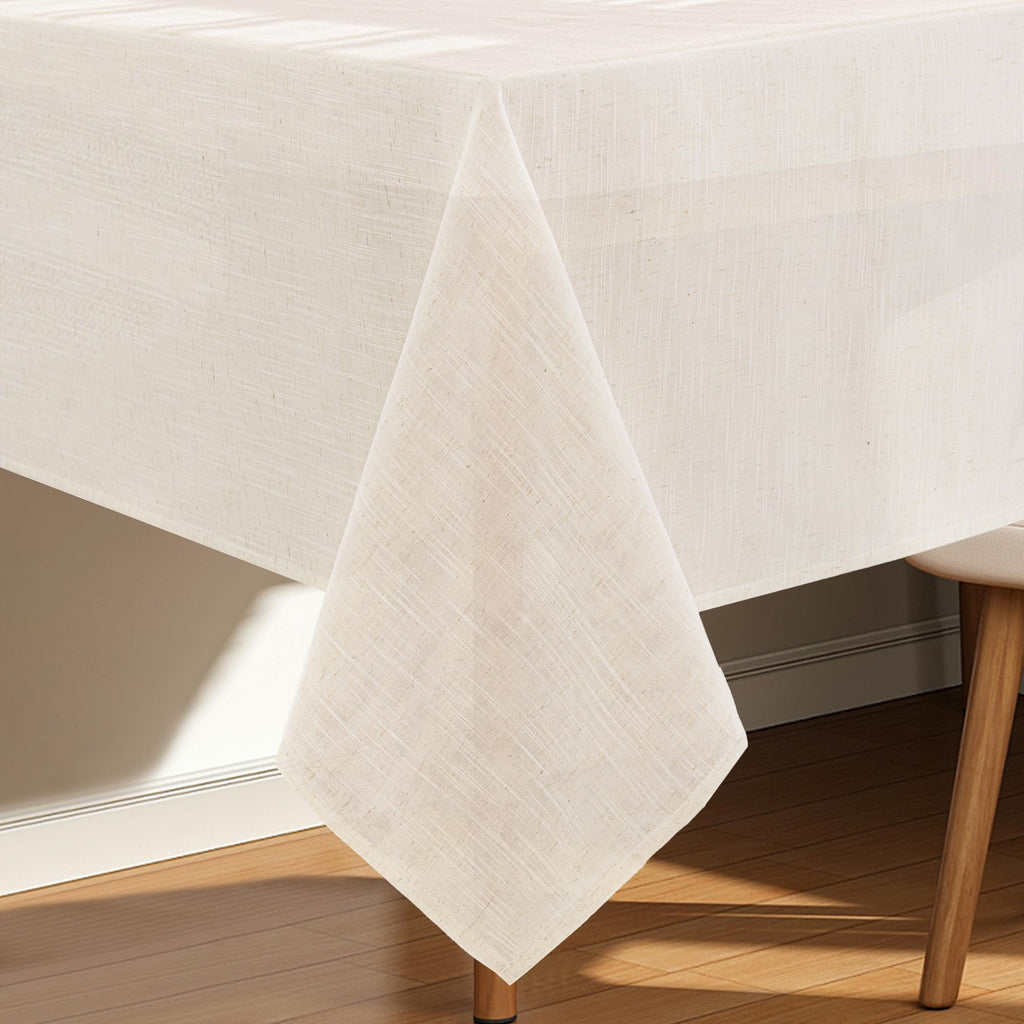 Natural Linen Textured Rectangle Tablecloth, Slubby Textured Lightweight Table Cloth 60 x 120 Inch, Water Resistant