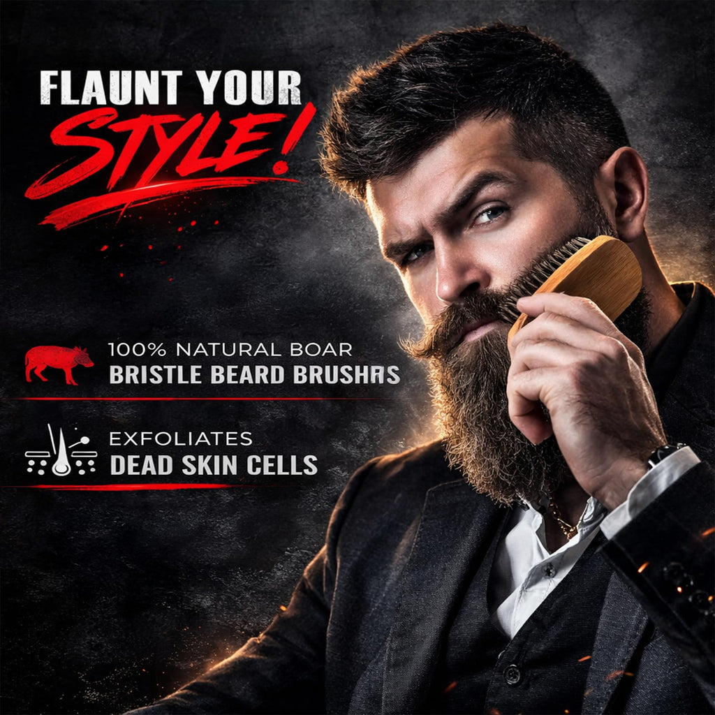 Beard Straightener Grooming Kit for Men, Beard Growth Kit, Wash, Brush & Comb, Unscented Growth Oil, All Natural