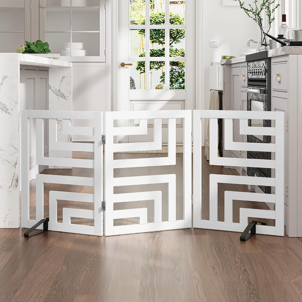 Dog Gate, Wooden Dog Gates for Doorways House and Stairs, Freestanding Pet Gate for Dogs, Puppy Fences Indoor