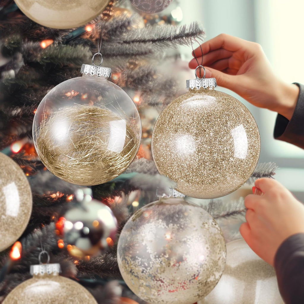 4 Pcs 6 Inch Large Clear Plastic Christmas Ball Ornaments Christmas Decoration Balls Xmas Bulbs Ornaments Balls