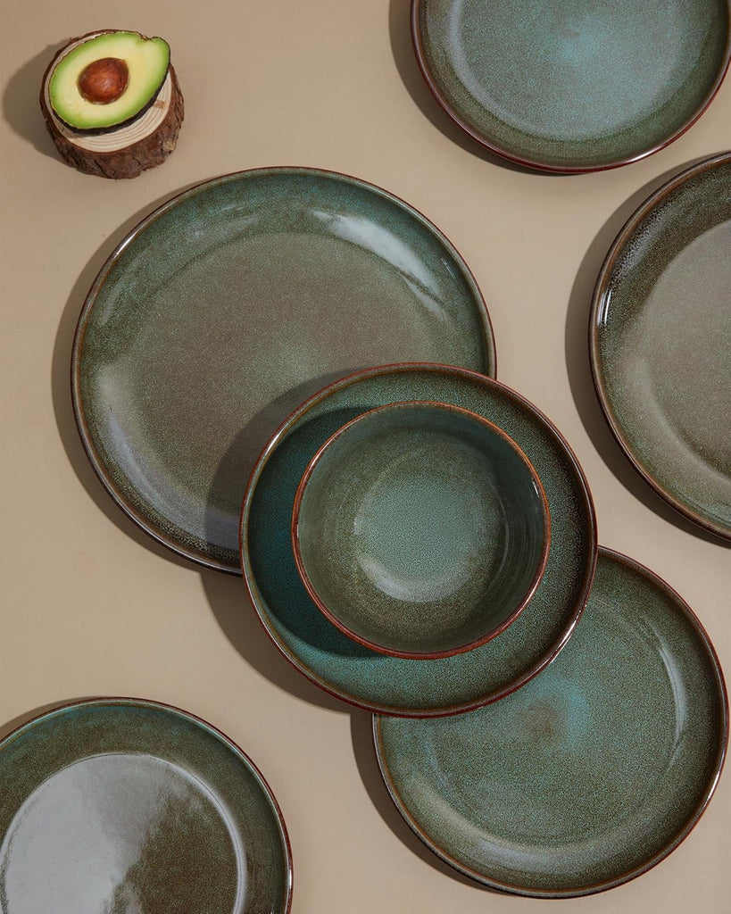 32 Piece Double Bowl Dinnerware Sets with Pasta Bowls, Highly Chip and Crack Resistant Plates and Bowls Sets