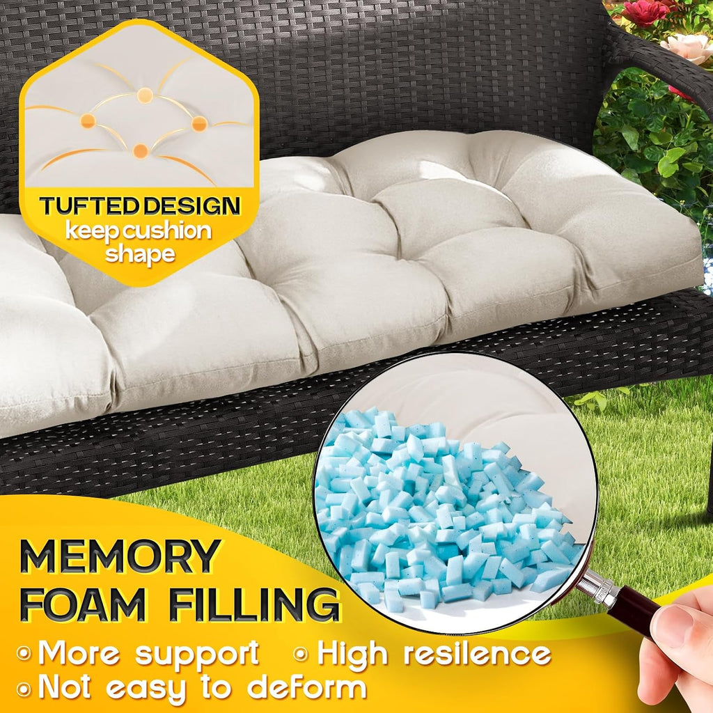 Outdoor Bench Cushion, Memory Foam Loveseat Cushion Furniture Wicker Chair, Settee Porch Swing Seat Cushion, 44 x 19