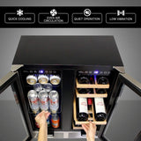 18 Bottle 56 Can Wine Fridge - Wine Cooler with Glass Door, 150 L Beverage Can R