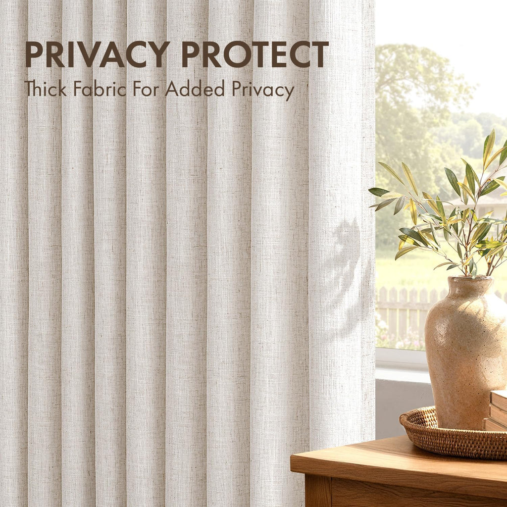 4 Panels Set Pinch Pleated Linen Curtains 112 Inches Length for Living Room Bedroom, Extra Long Pinch Pleat Drapes