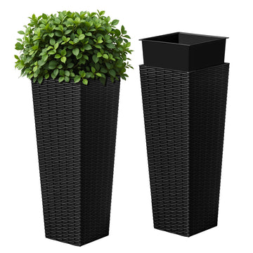 Resin 23.6'' Tall Planters, Large Taper Outdoor Planter