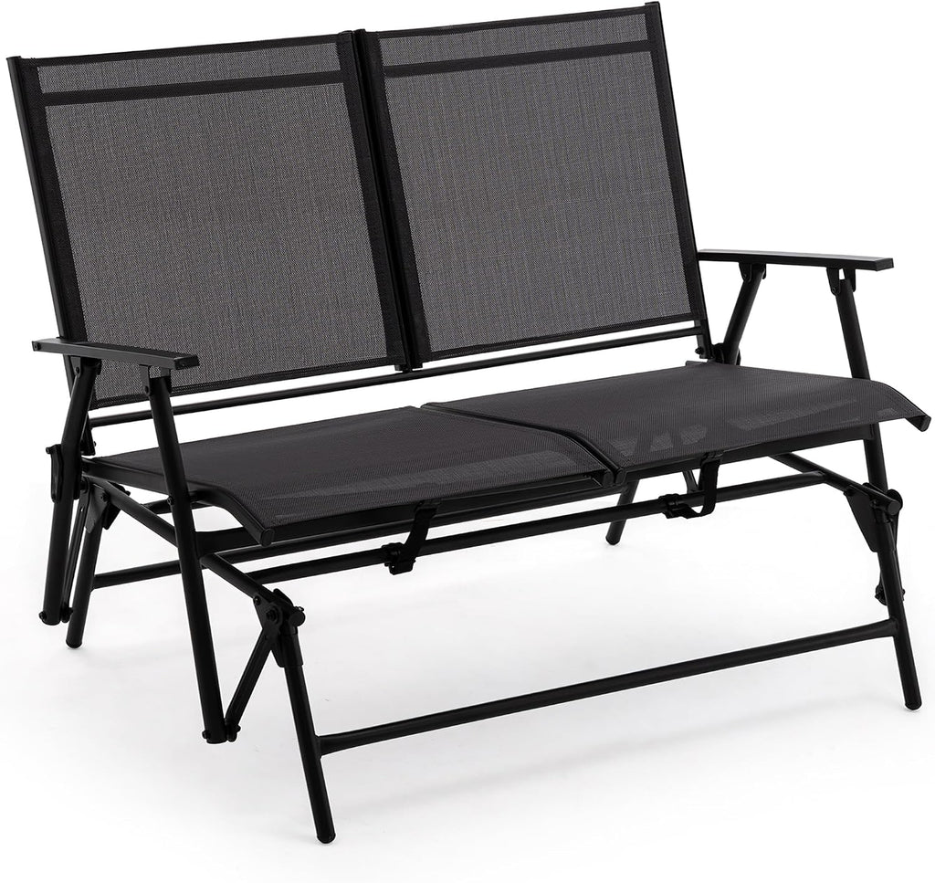 2-Person Outdoor Glider Bench No Assembly Required, Glider Loveseat for Outside Patio with Smooth Rocking, Patio