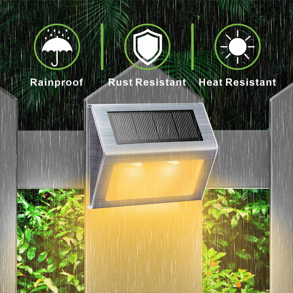 Warm White Solar Lights for Deck Step Fence Post, SST Housing, 6 Pack