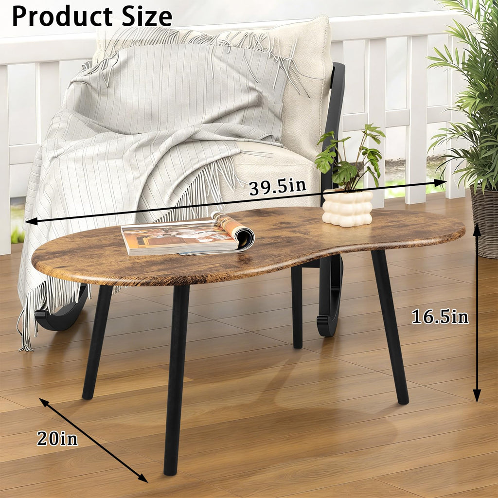 Small Cloud Coffee Table Wooden Living Room Center Table Glossy Brown