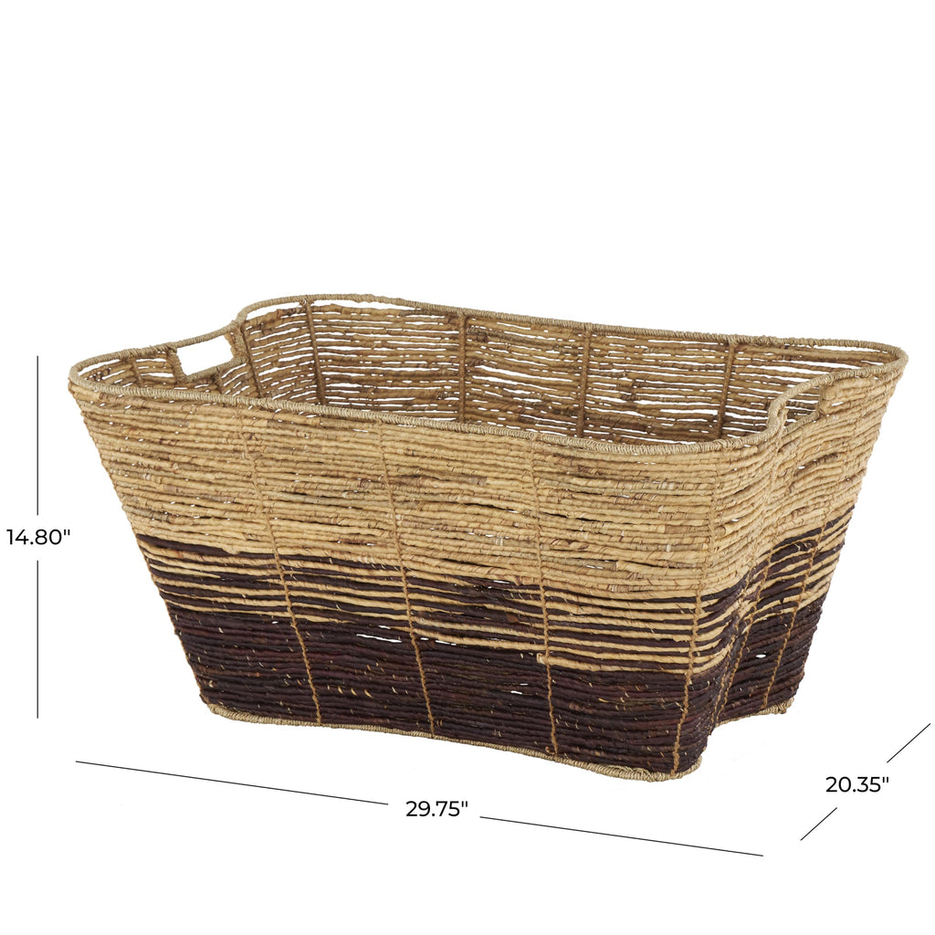 Seagrass Handmade Decorative and Functional Storage Basket Oversized Color Block Basket Organizer with Slot Handles