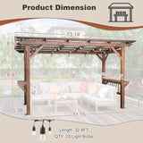 13' x 6.5' Wooden Grill Gazebo Metal Roof, Bulbs, Bar Counte - Image 2