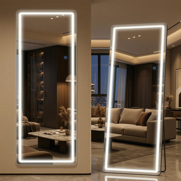 58"x18" LED Full Length Mirror, Lighted Floor Mirror, Rect