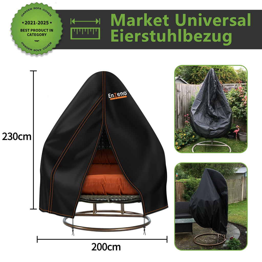 Double Patio Egg Chair Cover Glider Covers Waterproof, Black