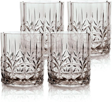 Shatterproof Tritan Plastic Short Tumbler, Set of 4, 13oz - Myrtle Beach Unbreakable Crystal Cut Old Fashioned