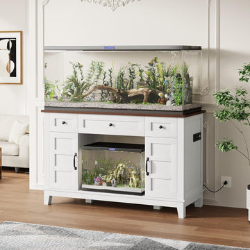 55-75 Gallon Fish Tank Stand - Farmhouse Design, Aquarium Stand with Power Outlet, 1400LBS Heavy Duty, Suitable
