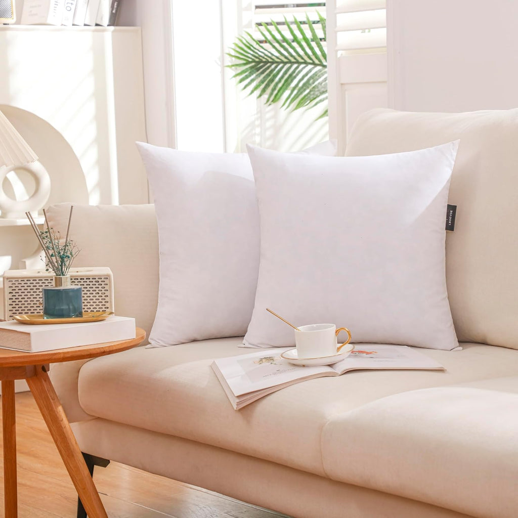 22x22 Inch Gold Goose Down and Feather Throw Pillow Inserts-2 Packs,White,Super Soft Cover,Double Layer Dwon Proof - Set of 2